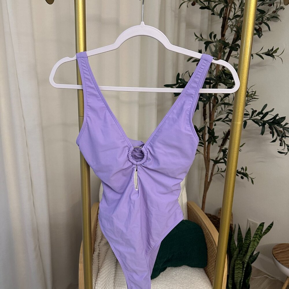 Swim Summer Beach Ring Linked Cut Out One Piece Swimsuit